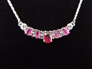 lot 53 image: .925 Sterling Silver Ruby Crystal Necklace