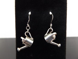 lot 64 image: .925 Sterling Silver Watering Can Dangle Hook Earrings