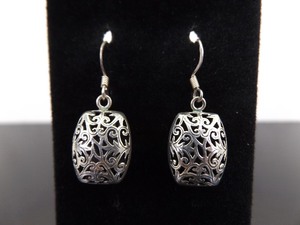 lot 66 image: .925 Sterling Silver Scrolled Design Dangle Hook Earrings