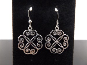 lot 67 image: .925 Sterling Silver Scrolled Design Dangle Hook Earrings
