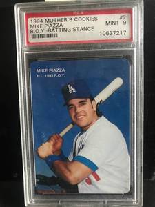 lot 43 image: Mike Piazza 1994 Mothers Cookies ROY #2 PSA Mint 9