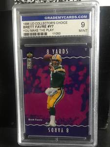 lot 5 image: Brett Favre 1996 UD Collectors Choice Y7 Grademycards Mint 9