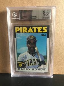 lot 14 image: Barry Bonds 1986 Topps Traded RC Becket Graded 8.5