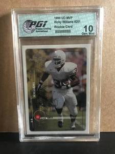 lot 15 image: Ricky Williams 1999 UD MVP RC PGI Graded Gem 10