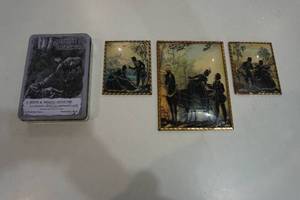 Wallet and keychain set and 3 prints