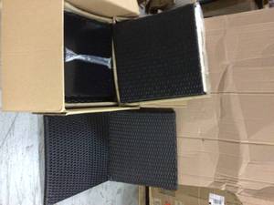 Black 3-Piece Steel Wicker Rocker Patio Conversation Set with Beige Cushions by Maypex Customer Returns See Pictures