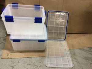 58 Qt. Gasket Storage Tote, with Latching Buckles, in ClearBlue, (4 Pack) by IRIS