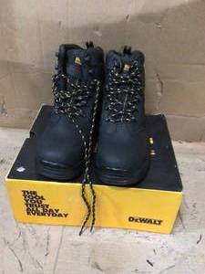 Mens Sharpsburg Waterproof 6 Work Boots - Steel Toe - Black Full Grain Size 9(W) by DEWALT Customer Returns See Pictures