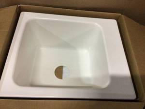 17 in. x 20 in. Fiberglass Self-Rimming Utility Sink in White by MUSTEE Customer Returns See Pictures