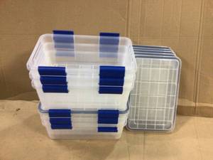 14.5 Qt. Gasket Storage Tote, with Latching Buckles, in ClearBlue, (6 Pack) by IRIS Customer Returns See Pictures