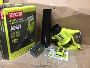 40V 110 MPH 500 CFM Cordless Battery Variable-Speed Jet Fan Leaf Blower with 4.0 Ah Battery and Charger by RYOBI Customer Returns See Pictures