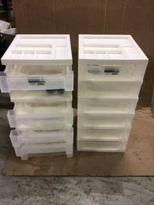 Lot of 2 68 Qt. 6-Drawer Cart Storage Bin in White by IRIS Customer Returns See Pictures