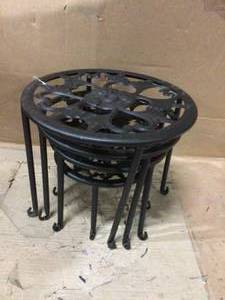 Lot of 2 9.84 in. Tall IndoorOutdoor Black Iron 4 Round work Plant Racks with 4 to 1 Black Paint Prints by Winado Customer Returns See Pictures