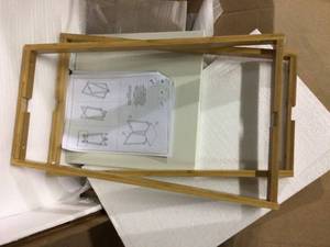 White Solid Bamboo Frame Square Plant Stand by Eccostyle Customer Returns See Pictures