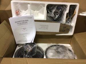 Stoneridge 52 in. Indoor LED Matte Black Hugger Ceiling Fan with Light Kit and 5 QuickInstall Reversible Blades by Hampton Bay Customer Returns See Pictures