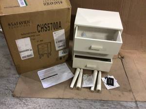Pomona Distressed White 3-Drawer End Table by SAFAVIEH Customer Returns See Pictures