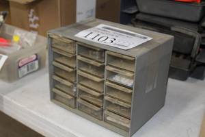 lot 1103 image: Hardware Parts Organizer Cabinet 15-bin