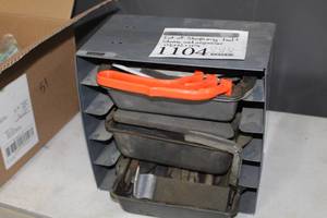 lot 1104 image: Sharpening Tools, Sharpening Stones  with Metal Organizer Cabinet