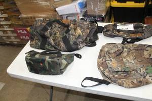 lot 1159 image: Lot of (4) Camo Bags  - Duffelbag, Backpack, HotCold Pack, Fanny Pack