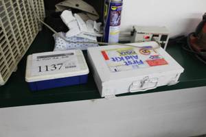 lot 1137 image: Metal First Aid Station Case, J&J First Aid Kit