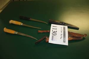 lot 1130 image: Lot of (3) Fish Filet Knives  - Leather Sheaths