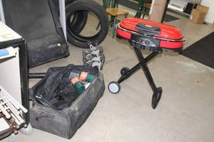 lot 1016 image: Coleman Road Trip Portable Grill 2-burner  with Carry Bag, Propane Tanks, Propane Hose
