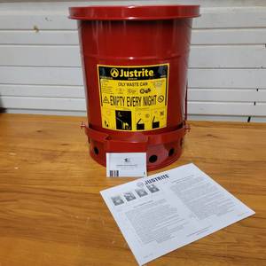 Justrite 6 Gallon Oily Waste Can NEW IN BOX($86 Value)