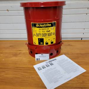 Justrite 6 Gallon Oily Waste Can NEW IN BOX($86 Value)