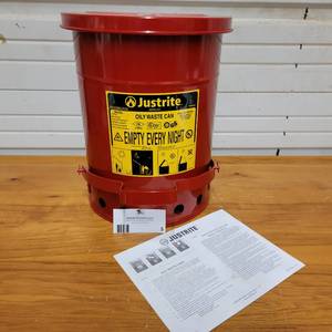 Justrite 6 Gallon Oily Waste Can NEW IN BOX($86 Value)