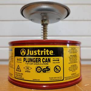 Justrite 1 Quart Oily Waste Plunger Can NEW IN BOX($55 Value)