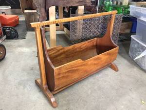 lot 13 image: Primitive 19th Century CradleBassinet