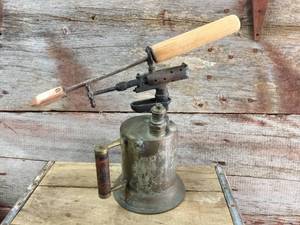 lot 120 image: Vintage Brass Clayton & Lambert Gas Torch & Iron