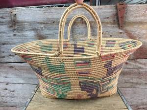 lot 153 image: Larger Hand Woven 2 Handle Basket
