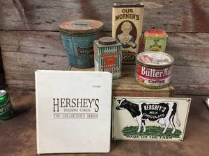 lot 239 image: Vintage Collector Tins - Enamel Hersheys Sign - Hersheys Trading Cards