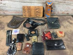 lot 266 image: Vintage Leather Wallets - Cases - Harley Davidson - Tooled