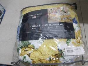 lot 372 image: triple ruffle queen bed spread ...