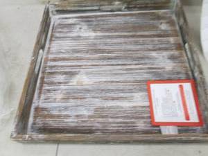 lot 174 image: 18 inch x 18 inch wood serving tray...