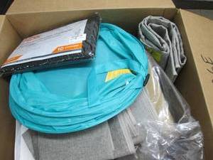 lot 204 image: Box of fabric storage bins, open bo...