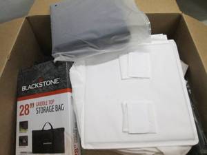 lot 211 image: Box of misc fabric storage, griddle...