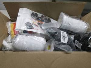 lot 220 image: Box of nylon and rolls of elastic, ...