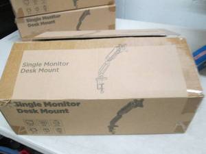 lot 343 image: Single monitor desk mount, open box...
