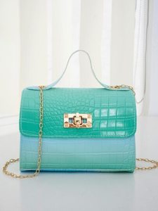 lot 8 image: Croc Embossed Ombre Chain Square Bag