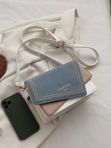 lot 10 image: Color Block Asymmetrical Flap Crossbody Bag