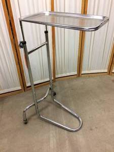 lot 9 image: MSRP $200 Brewer Stainless Steel Height Adjustable Mobile Instrument Tray Mayo Stand - Great Condition