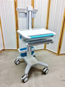 lot 16 image: WOW Finally Got In Another One & Its A Beaut MSRP $2800 Medical Mobile Computer Workstation Ergotron Adjustable Sit Or Stand Computer Laptop Cart COW WMonitor Mount & Locking Drawer With Key - Electronics Not Included Excellent Condition
