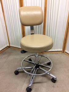 lot 48 image: Office Master Height Adjustable Medical Stool - Has some wear to the back however we removed the back (still available) and becomes and excellent backless stool