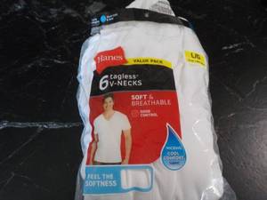 lot 67 image: Hanes size L tagless V-neck T-shirt...