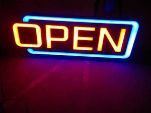 lot 98 image: Open Sign Tested and works 22 x 8...