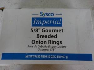 lot 255 image: 32 oz Box Frozen Breaded Onion Ring...