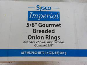 lot 256 image: 32 oz Box Frozen Breaded Onion Ring...